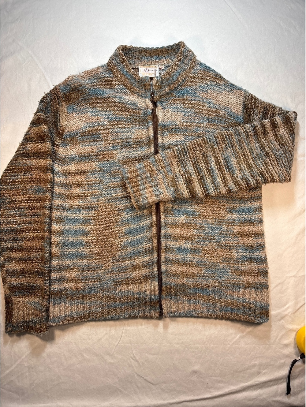 Vintage 1980βs Marella Chunky Knit Zip Cardigan Jacket Brown Blue